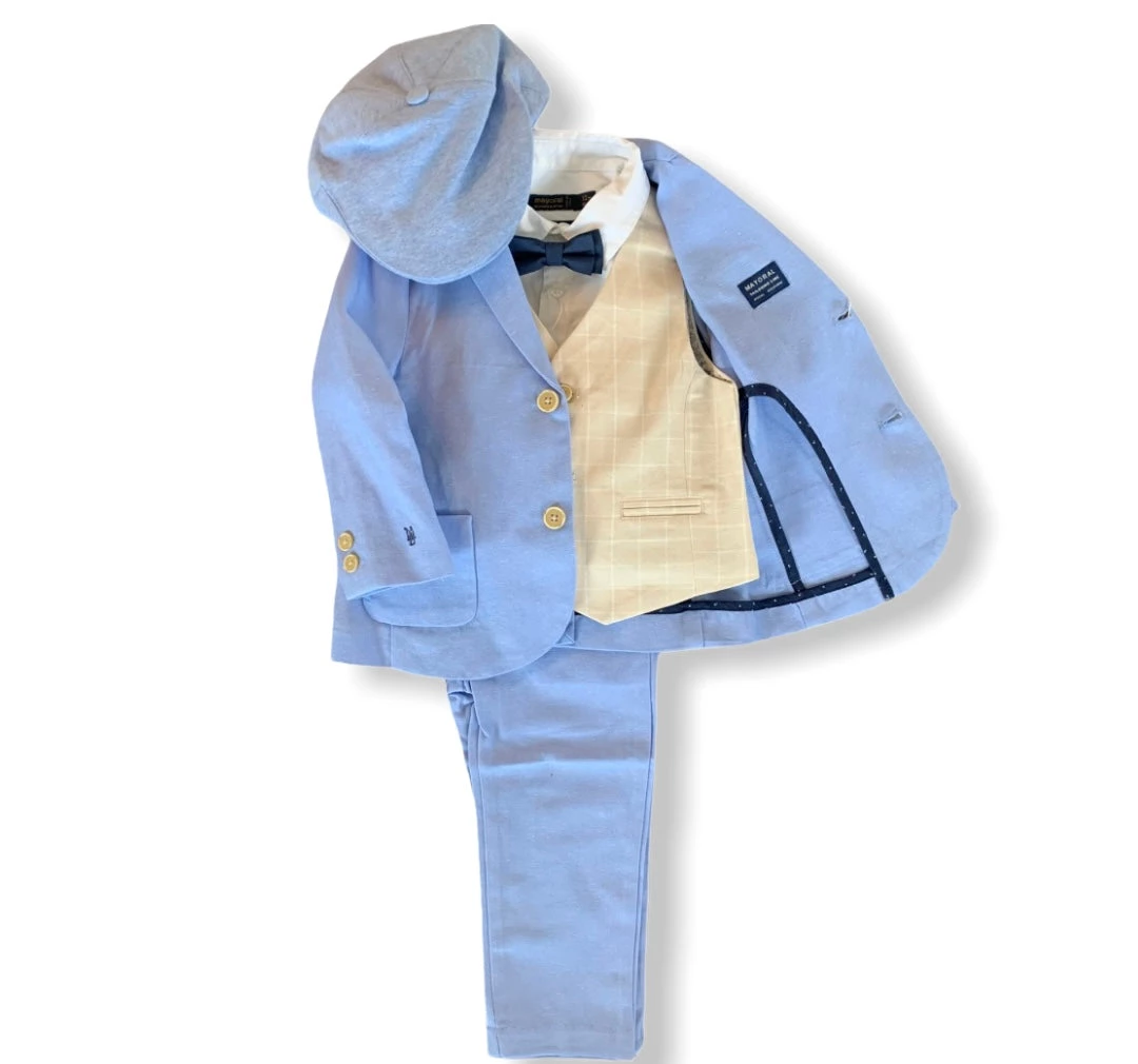 Mayoral 6 Piece Baby Blue Oxford Suit Boys Baptismal Outfits 3 Mayoral 6 Piece Baby Blue Oxford Suit Boys Baptismal Outfits