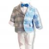 Stella Blue Checkered Suit Boys Baptismal
