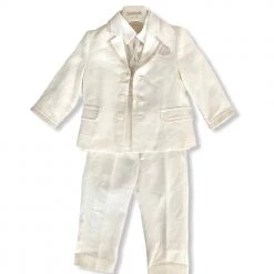 Stella Ivory And Beige Linen Baptismal Suit