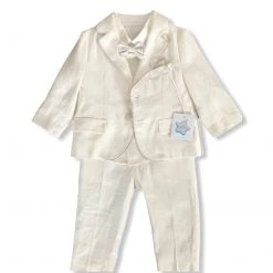 Stella Boys Baptismal Outfits 4 Piece Ivory Cotton Baptismal Suit