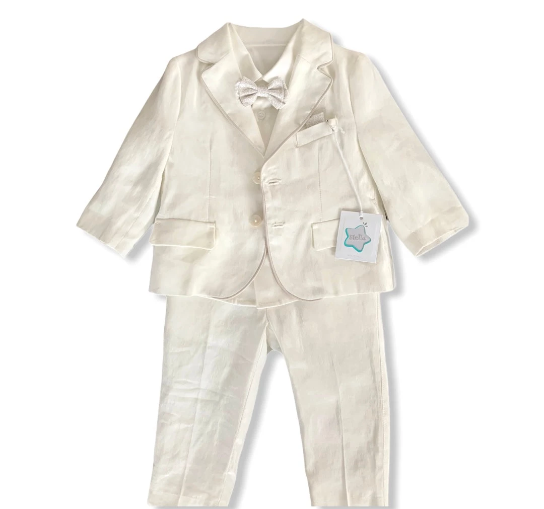 Stella Boys Baptismal Outfits 4 Piece Ivory Cotton Baptismal Suit 3 Stella Boys Baptismal Outfits 4 Piece Ivory Cotton Baptismal Suit