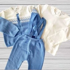 Mayoral Blue Knit Suspender 3 Piece Outfit Baby