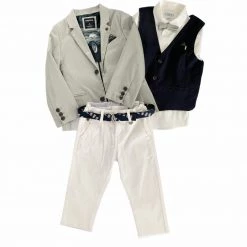 Mayoral Mini Boys 6 Piece Sporty Navy And Grey Slim Fit Suit