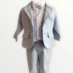 KaterinasDesigns Baby Blue Polkadot Suit Boys Baptismal