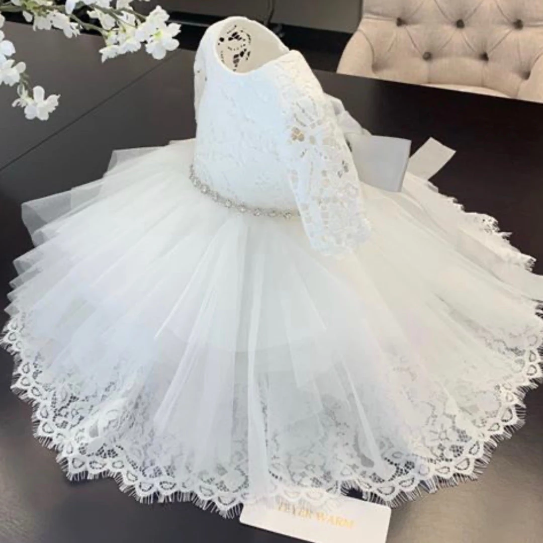 Girls Baptismal Teter Warm White Laced Hem Dress 3 Girls Baptismal Teter Warm White Laced Hem Dress