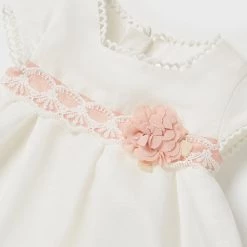 Mayoral Girls Off-White Linen Blossom Dress 7 Mayoral Girls Off-White Linen Blossom Dress