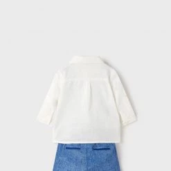 Mayoral Cotton Linen Paris Blue Shorts Set