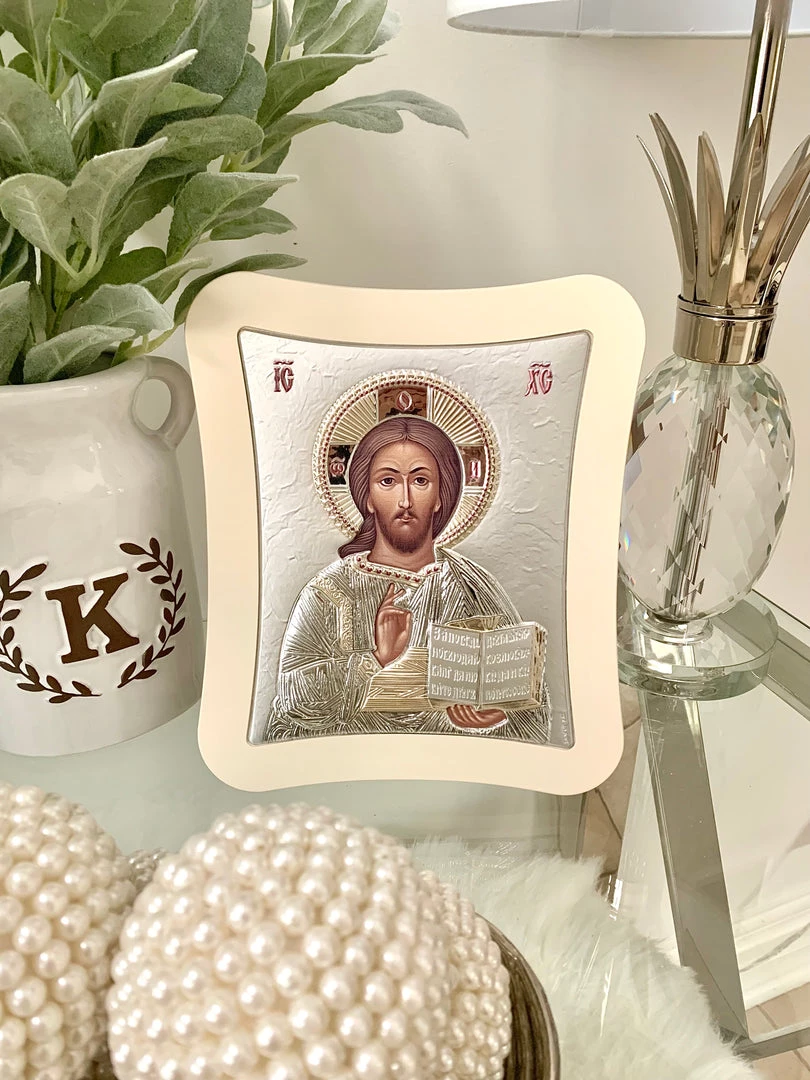 KaterinasDesigns Silver Christ Icon 25 X 21 Cm Icons 3 KaterinasDesigns Silver Christ Icon 25 X 21 Cm Icons