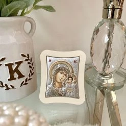 KaterinasDesigns Silver Virgin Mary Icon 11.0 X 12.9cm