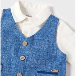 Mayoral Cotton Linen Paris Blue Shorts Set