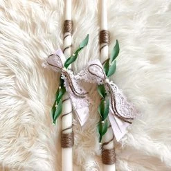 KaterinasDesigns Greek Olive Vine 2 Small Candles Wedding