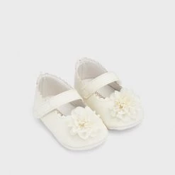 Mayoral Off-White Floral Shoe Girls Baptismal