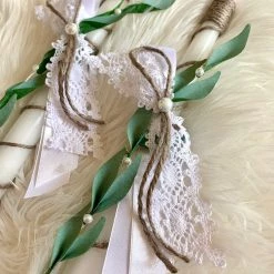 KaterinasDesigns Greek Olive Vine 2 Small Candles Wedding