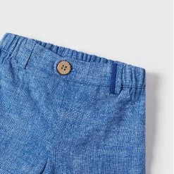 Mayoral Cotton Linen Paris Blue Shorts Set