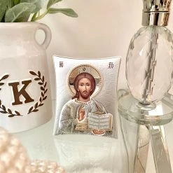 KaterinasDesigns Icons Silver Christ Icon 14.0x12.0cm