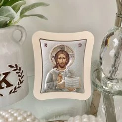 KaterinasDesigns Icons Silver Christ Icon 18.6x15.8