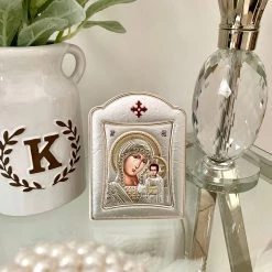 KaterinasDesigns Icons Silver Virgin Mary Icon 11.3 X 15.2 Cm
