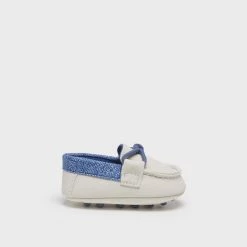 Mayoral Boys Shoes Off-White Blue Moccasin Shoe