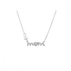 KaterinasDesigns Sterling Silver 925 Mom Crystal Heart Necklace