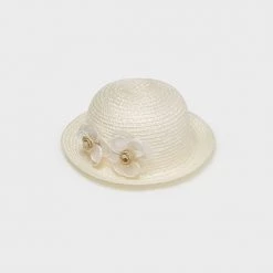 Mayoral Off-White And Champagne Floral Hat