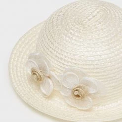 Mayoral Off-White And Champagne Floral Hat