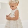 Mayoral Striped Champagne Dress Girls Baptismal Outfits