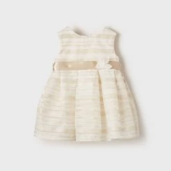 Mayoral Striped Champagne Dress Girls Baptismal Outfits