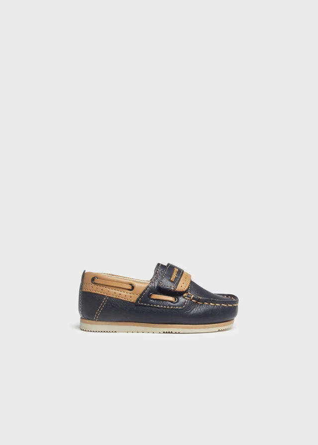 Mayoral Leather Navy Blue And Tan Boat Shoe 5 Mayoral Leather Navy Blue And Tan Boat Shoe