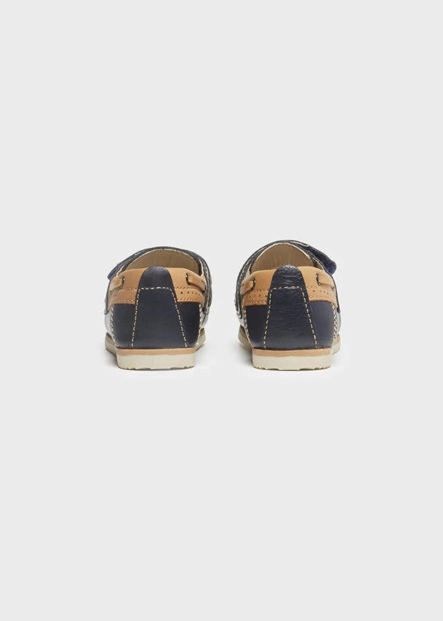 Mayoral Leather Navy Blue And Tan Boat Shoe 6 Mayoral Leather Navy Blue And Tan Boat Shoe
